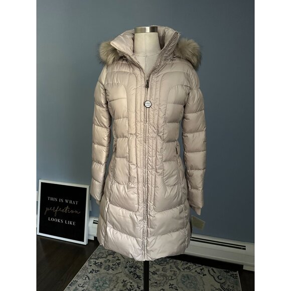 NWT Larry Levine Quilted Puffer Down Coat with Sherpa Lining Sz XS - Picture 1 of 9